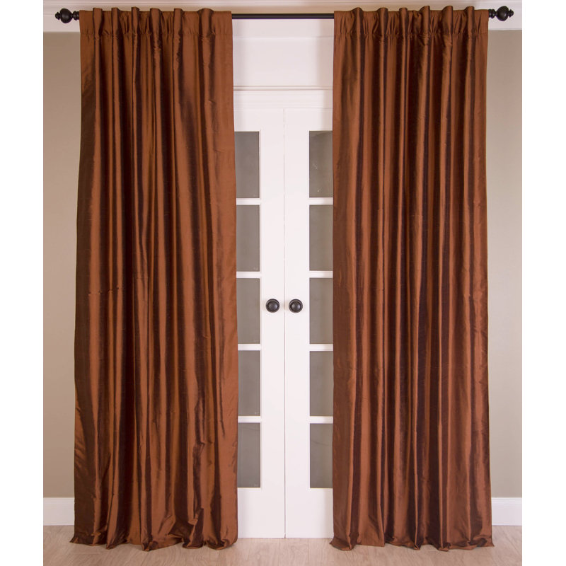 Silk Room Darkening Curtain Single Panel, 51" W x 96" L, Silverlining