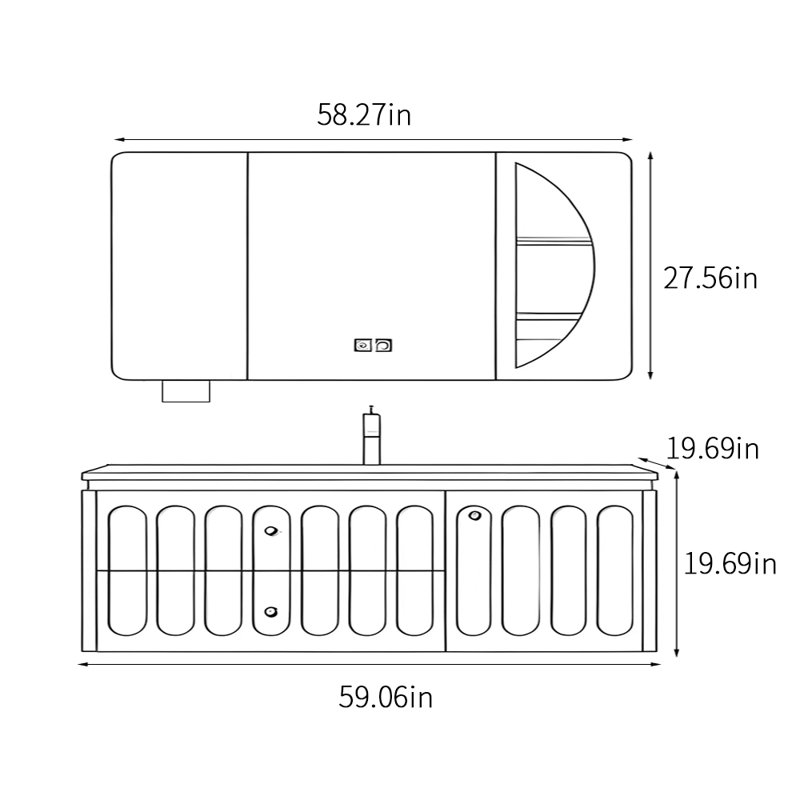 Armoire de salle de bain de style français moderne, H 19,69 po x l 59,06 po x P 19,69 po