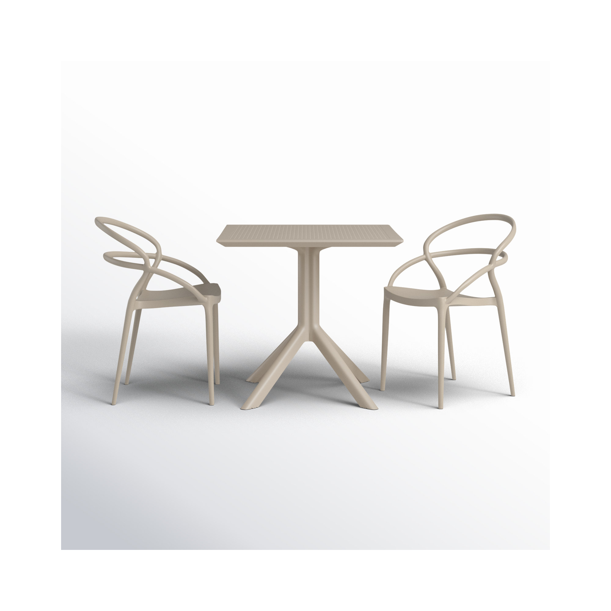 Farrah Patio 3 Piece Bistro Set, Taupe