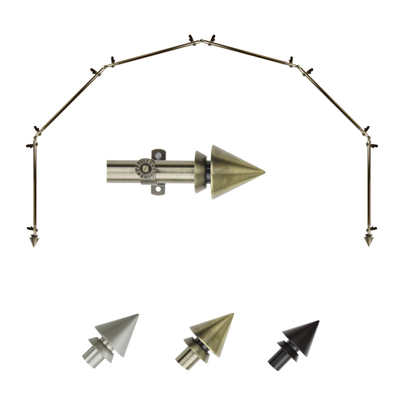 Tringle à rideaux simple réglable 28 "à 48" 0,81 "à baie vitrée, 18 à 28 po (de chaque côté), Laiton antique