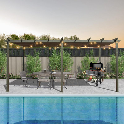 Pergola rétractable d'extérieur 11 x 20 pi avec abri de jardin en aluminium résistant aux intempéries