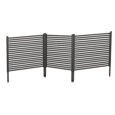 3-Panel No Dig Garden Fence for Animals, Black Oxide Metal Barrier for Rabbits, Dogs, Flower Beds, Patio & Vegetable Gardens