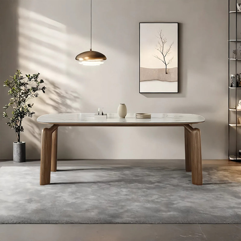 Artistic creativity rock slab dining table, 29.52"H x 55.11"L x 31.49"W