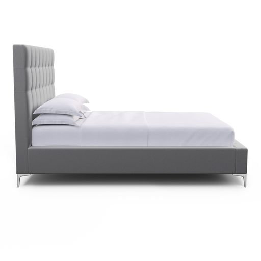 Bryant Upholstered Bed, Full, Plush Velvet Pumice, Ebony