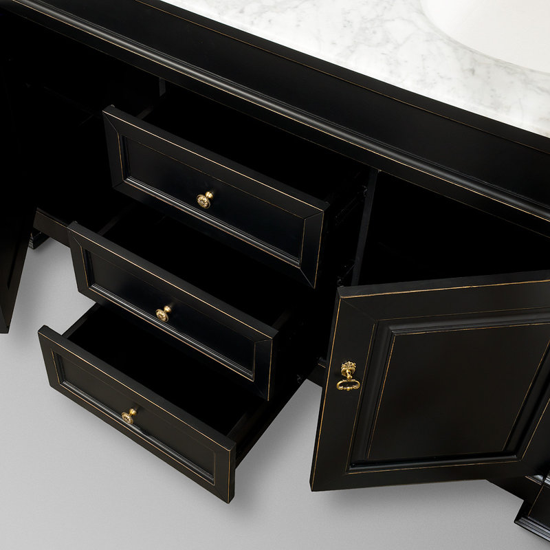 Andover 60'' W Double Vanity, Black, Imperial Brown Granite