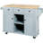 Drop Kitchen Cart With 3 Drawers & Cabinet Storage, 5 Movable Wheels, Blue Grey Island Removable Shelves, For Custom Home-1134467725