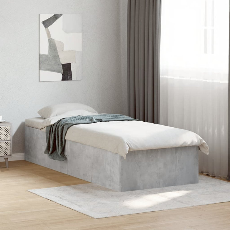 Vidaxl Bed Frame Concrete Grey, Small Single (2'6)