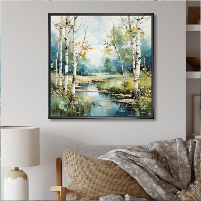 Birch Woods Whispering Winds X - Tree Birch Framed Wall Art