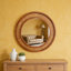 Miroir mural rond en bois massif de 24 po de style rotin-133671642-133671644