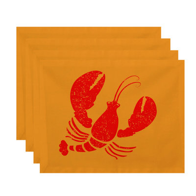 Ensemble de napperon de style côtier de 4 pièces Hancock Lobster