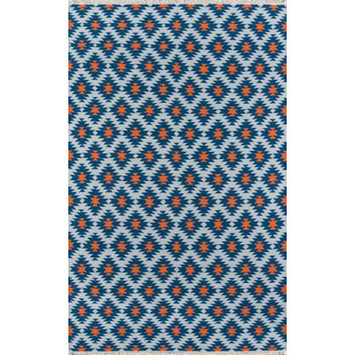 Thompson Wool Geometric Area Rug in Navy