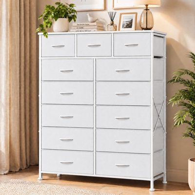  Tall 13 Drawer Fabric Dresser, Modern Storage Tower Unit