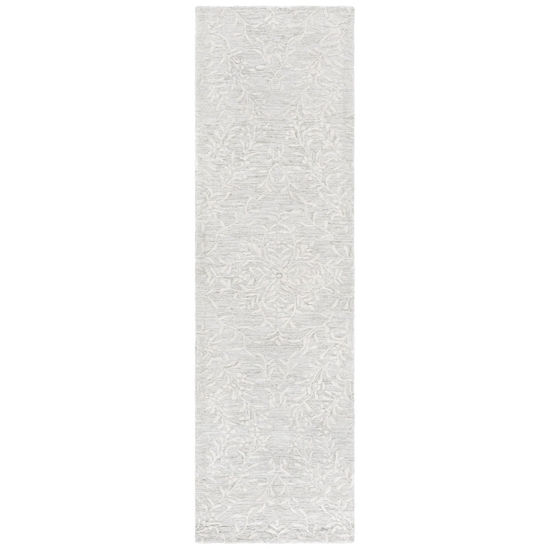 Tapis en laine touffeté à la main Quaniece 401, Tapis de couloir 2 pi 3 po x 8 pi