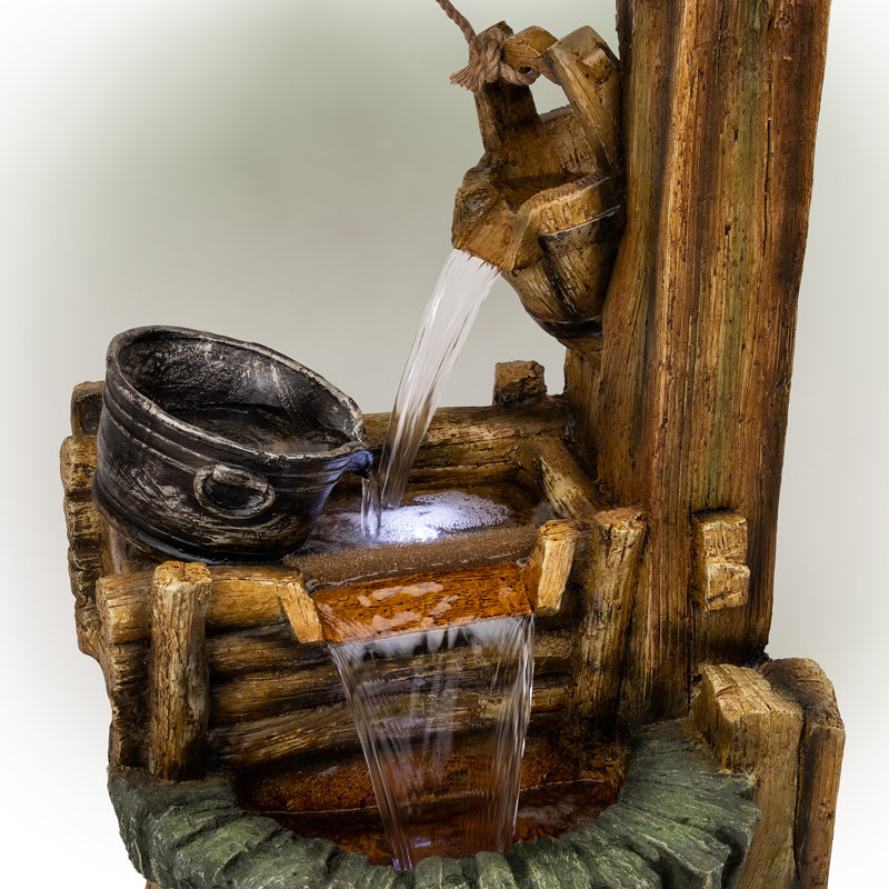Drucker Weather Resistant Floor Fountain with Light