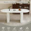 Ensemble de table ovale Modern Farmhouse et chaises en rotin 4/6, plateau en marbre blanc / chêne / noyer et structure en noyer, ensemble de table pour la salle à manger et la cuisine-1593088290-1593088295-1593088281