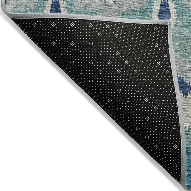 Tapis d'intérieur / extérieur lavable en ikat bleu sarcelle et ivoire HomeRoots 3 pi x 5 pi