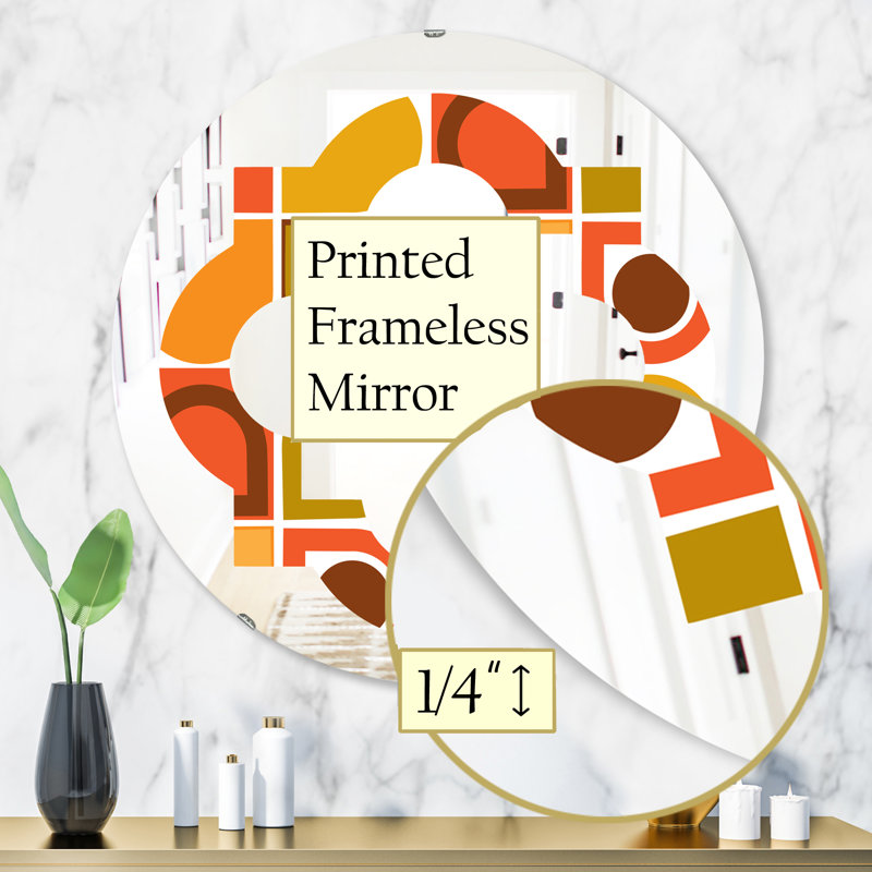 Miroir mural moderne à motif géométrique abstrait quadrilobe VI, 23,6 po x 23,6 po