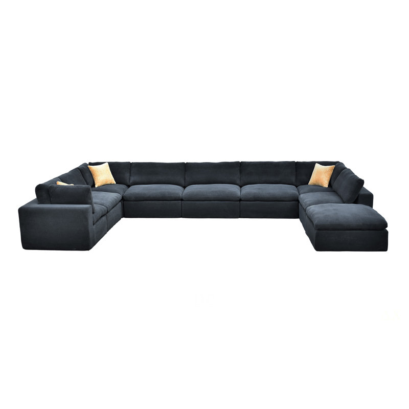 Canapé modulaire à grain de café avec coussins décoratifs, Dark Grey
