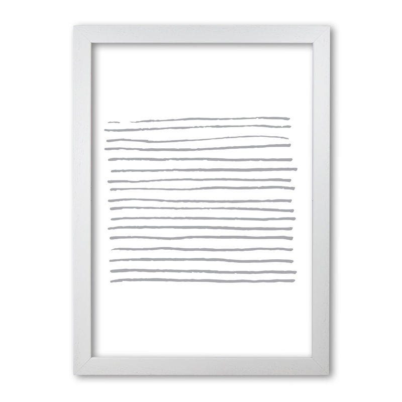 Grey Zebra Lines Abstract - Print, 60 cm H x 42 cm W x 5 cm D, White Grain Frame