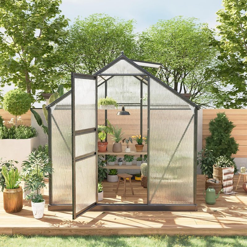 Serre extérieure avec fenêtre de toit ventilée 6 x 6 pi, L 6 pi x P 6 pi