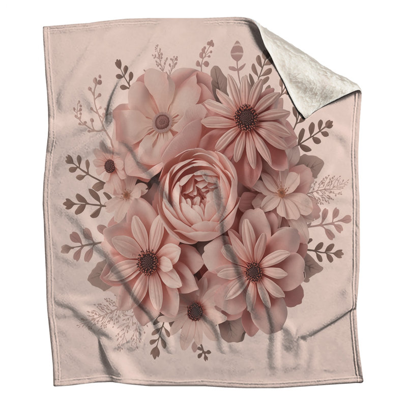 Couvertures roses à motif floral, L 50 po x H 60 po