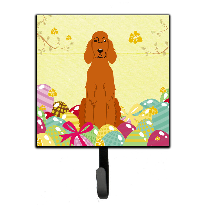 Organisateur de clés murales saint bernard avec crochets de pâques Mcelyea, Jaune / chocolat / rose, Setter irlandais