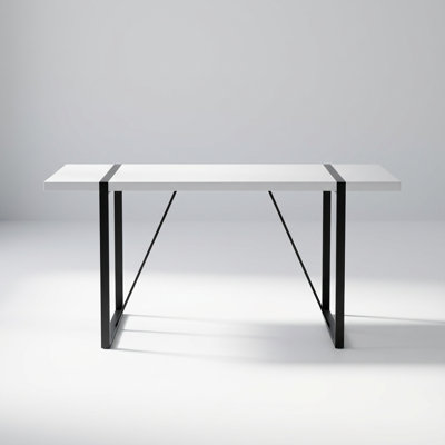 Modern Industrial Rectangular Dining Table with Metal Legs Seating for 4-6 People, Farmhouse Style Finish MDF Top Sturdy Construction