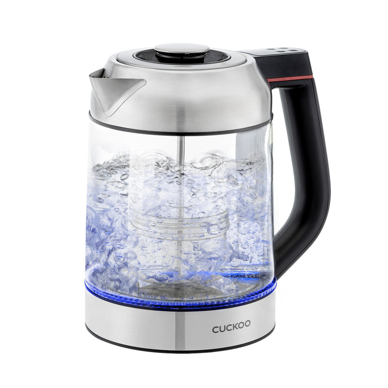 CUCKOO 1.7L Silver Glass Electric Kettle with Tea Infuser