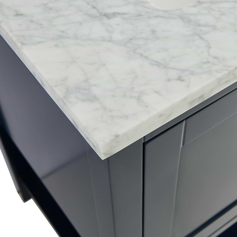 Sheraton 30" Freestanding Standard Single Bathroom Vanity with Top, Navy, Gold Zinc Alloy