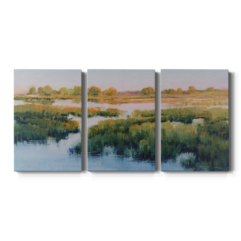 " Marshland View II " 3 - Pieces, 36" H x 72" W x 1" D