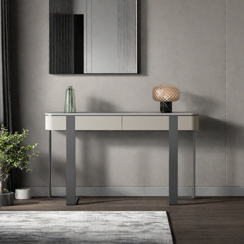 Console moderne de luxe moderne, H 33,46 po x l 62,99 po x P 13,78 po, Gris, Gris