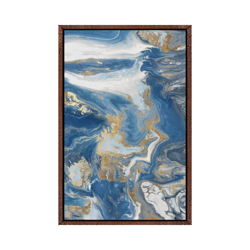 Fluid Memories III by Eva Watts - Painting on Canvas, 101.6cm H x 66.04cm W x 3.81cm D, Classic Brown Wood Framed