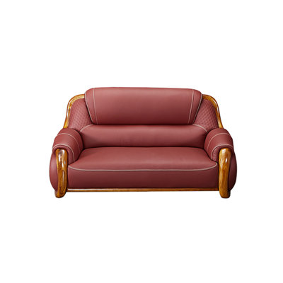 European Solid Wood Leather Modern Simple Sofa 68.9'' Leather Loveseat