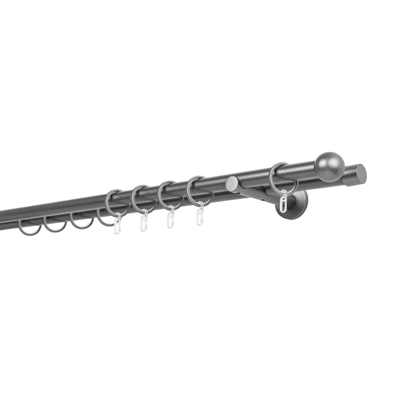 Curtain rod made to measure 20mm ball, Anthracite, 2cm H x 120cm W x 12cm D