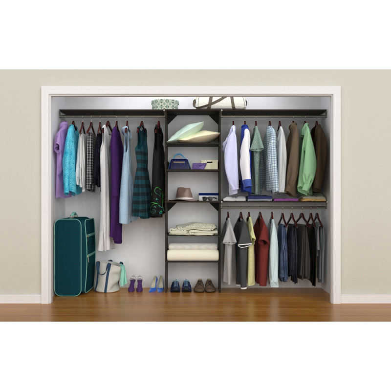 SuiteSymphony 84" W - 120" W Closet System Kit with Top Shelves, Espresso