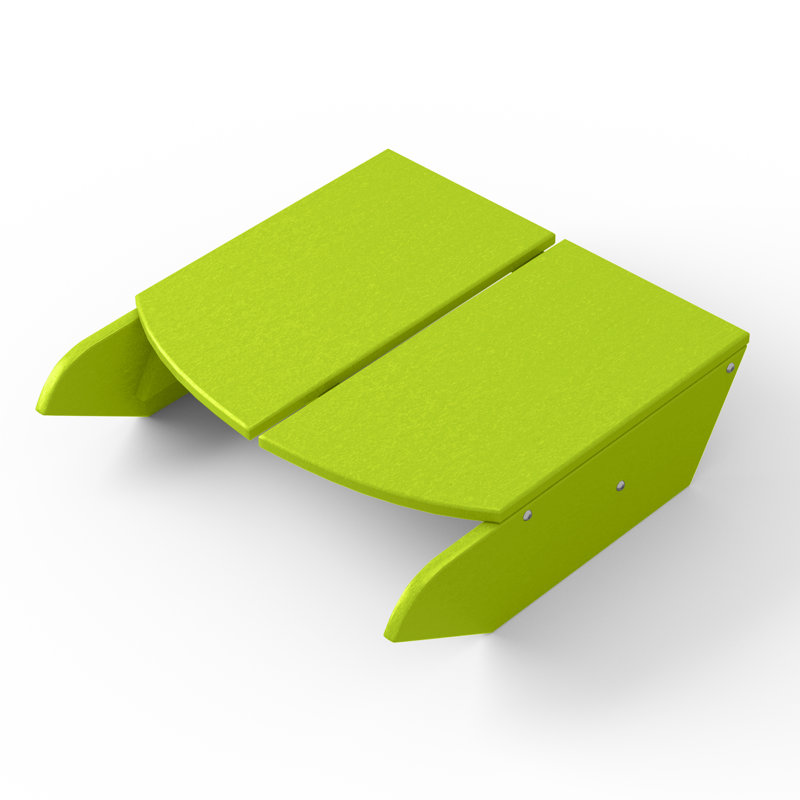 Modern Poly Adirondack Chair With Ottoman (Set Of 2), Lime Green
