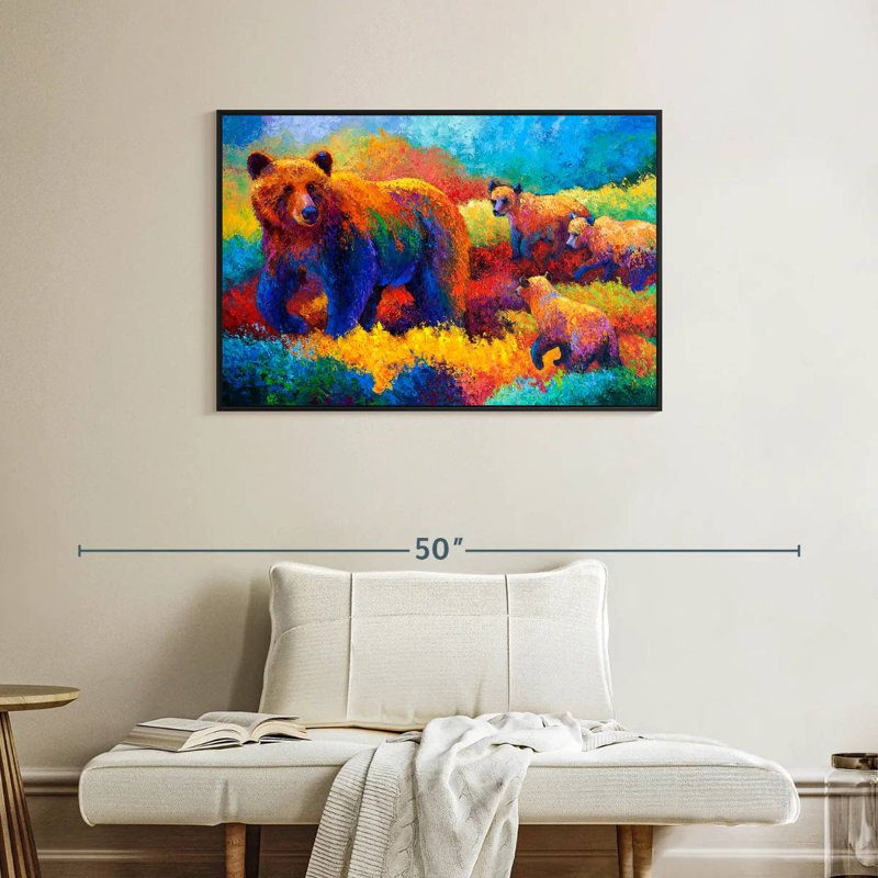 Grizz Family, Floating Frame Black, 37" X 25"