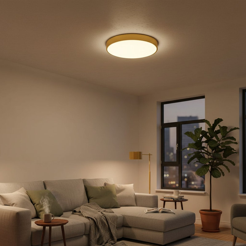 15" Gold LED Ceiling Light, Round LED Flush Mount