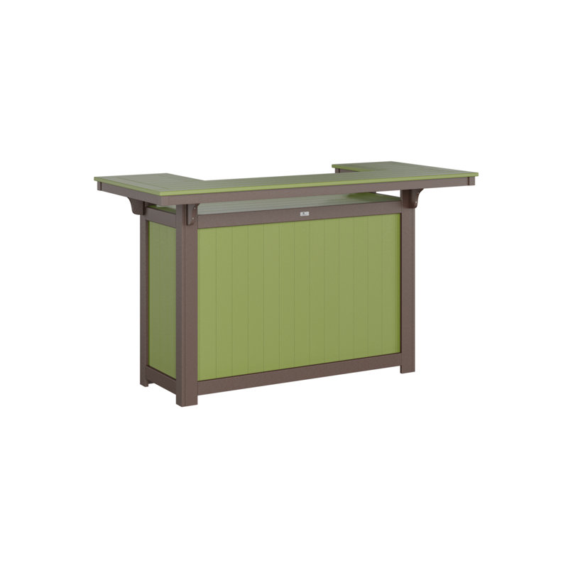 Outdoor Rectangle Bar Table, Kiwi Green, Chocolate Brown
