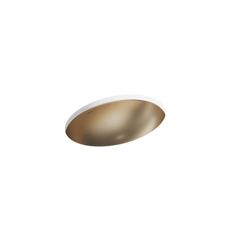 Lavabo de salle de bain ovale encastré en métal Rhythm, Bronze satiné
