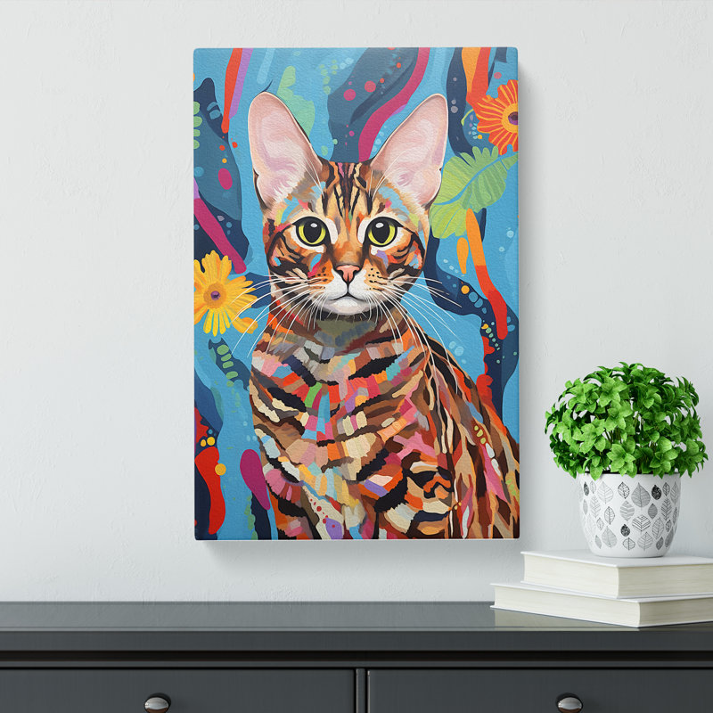 Bengal Cat Contemporary - Wrapped Canvas, 60cm H x 40cm W x 3cm D