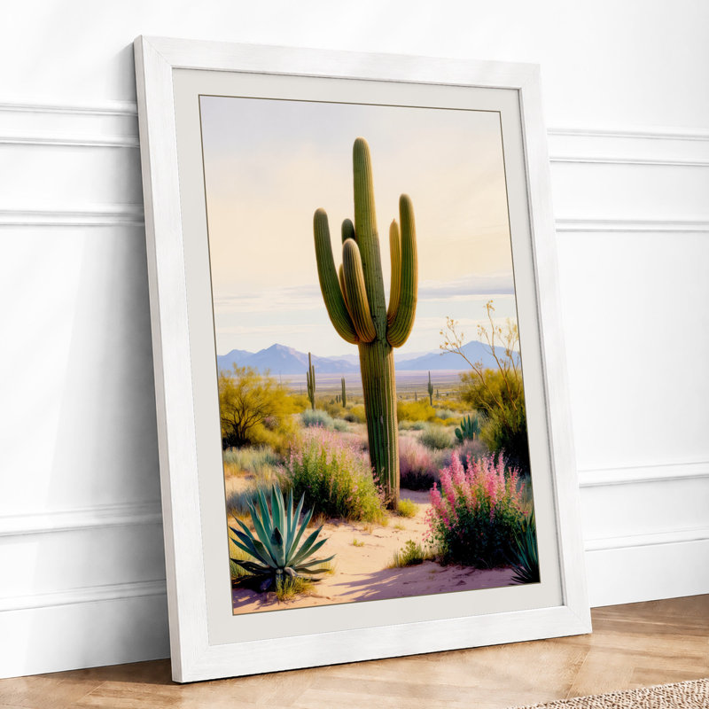 Desert Saguaro Coastal - Framed Print, A1 - 84.1 x 59.4 cm, White