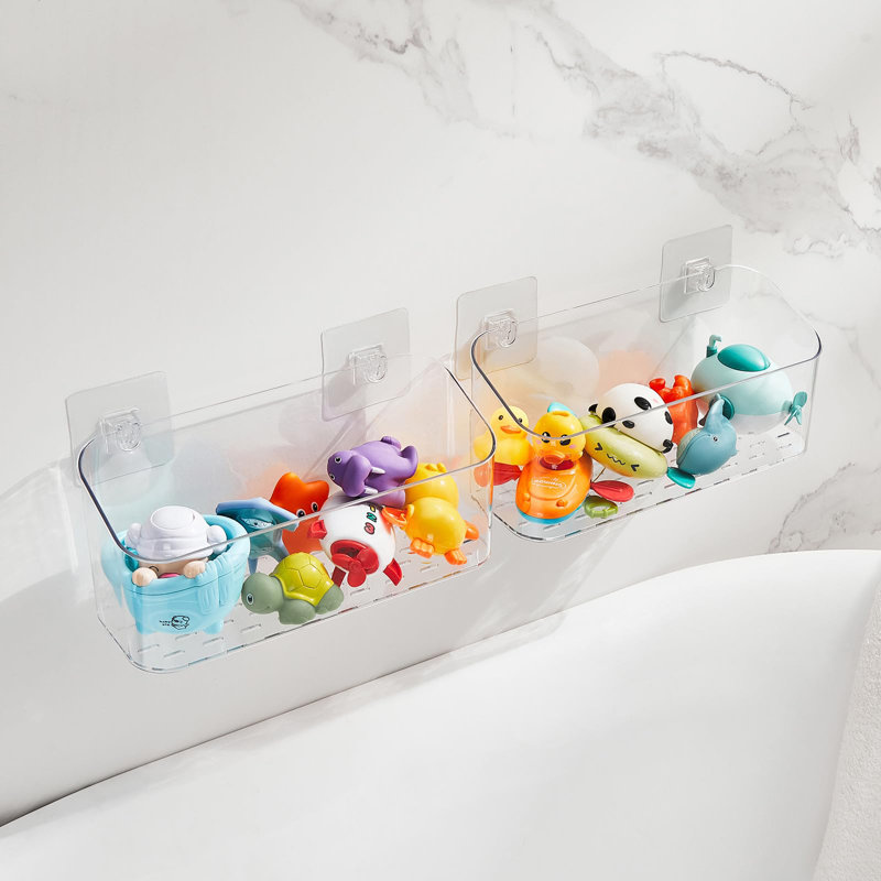 Porte-jouets de bain transparent pour baignoire, grande capacité (2 grands modèles)