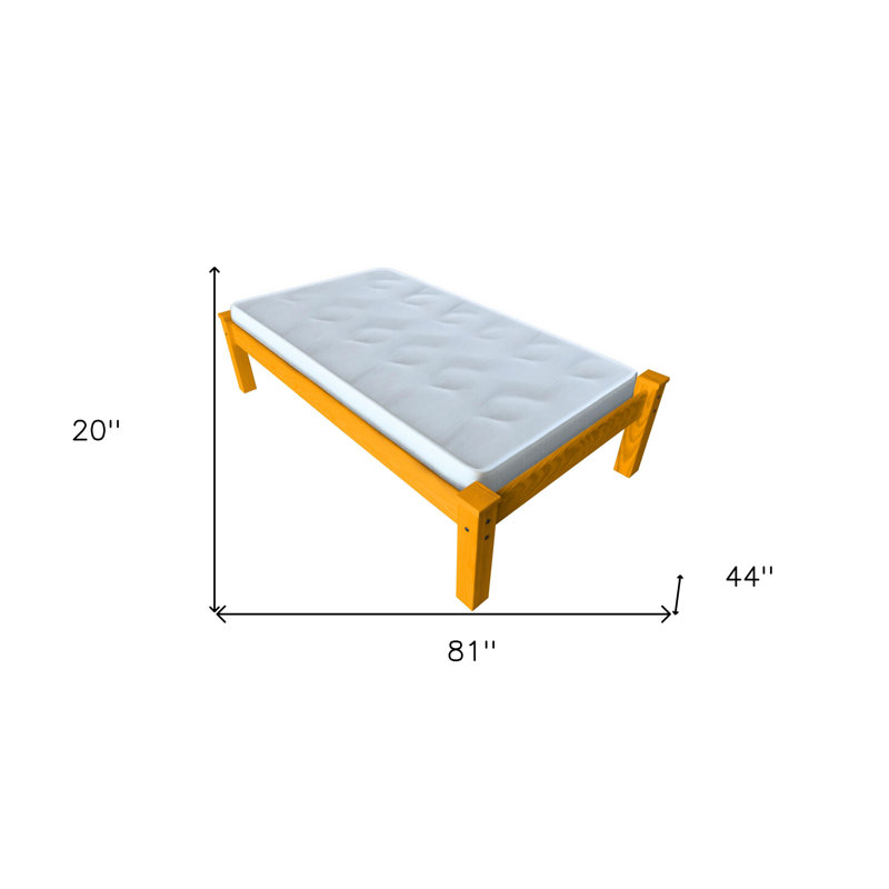 Yellow Solid Wood Twin Bed Frame