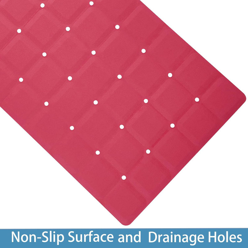 Red Foldable Silicone Bathtub Mat 35.8"x17.7"