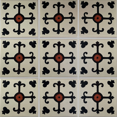4.2" x 4.2" 9pcs TalaMex Madero Mexican Clay Tile Handmade Talavera Backsplash Mosaic