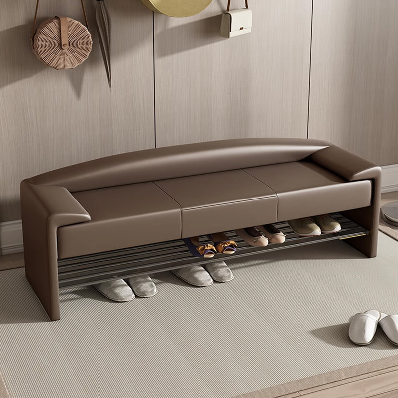 Banc de rangement rembourré pour chaussures, Café
