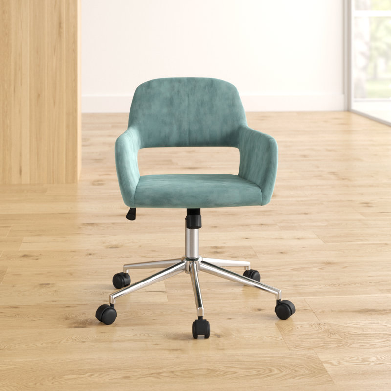 Primeaux Velvet Scandinavian Desk Chair, Green