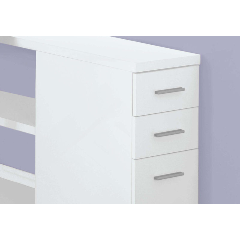 Bureau d'ordinateur, bureau personnel, coin, gauche, configuration à droite, tiroirs de rangement, forme en L, travail, ordinateur portable, métal, contemporain, moderne