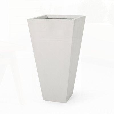 13" Outdoor Modern MGO Small Cast Stone Planter